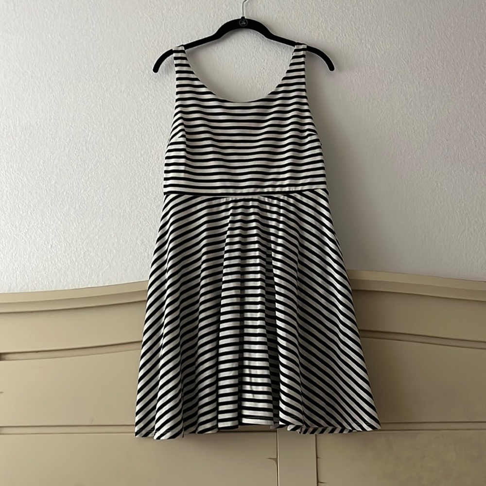 Black and white striped dress in large.